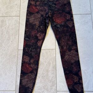 Athleta Dark Floral Leggings - Black and Burgundy